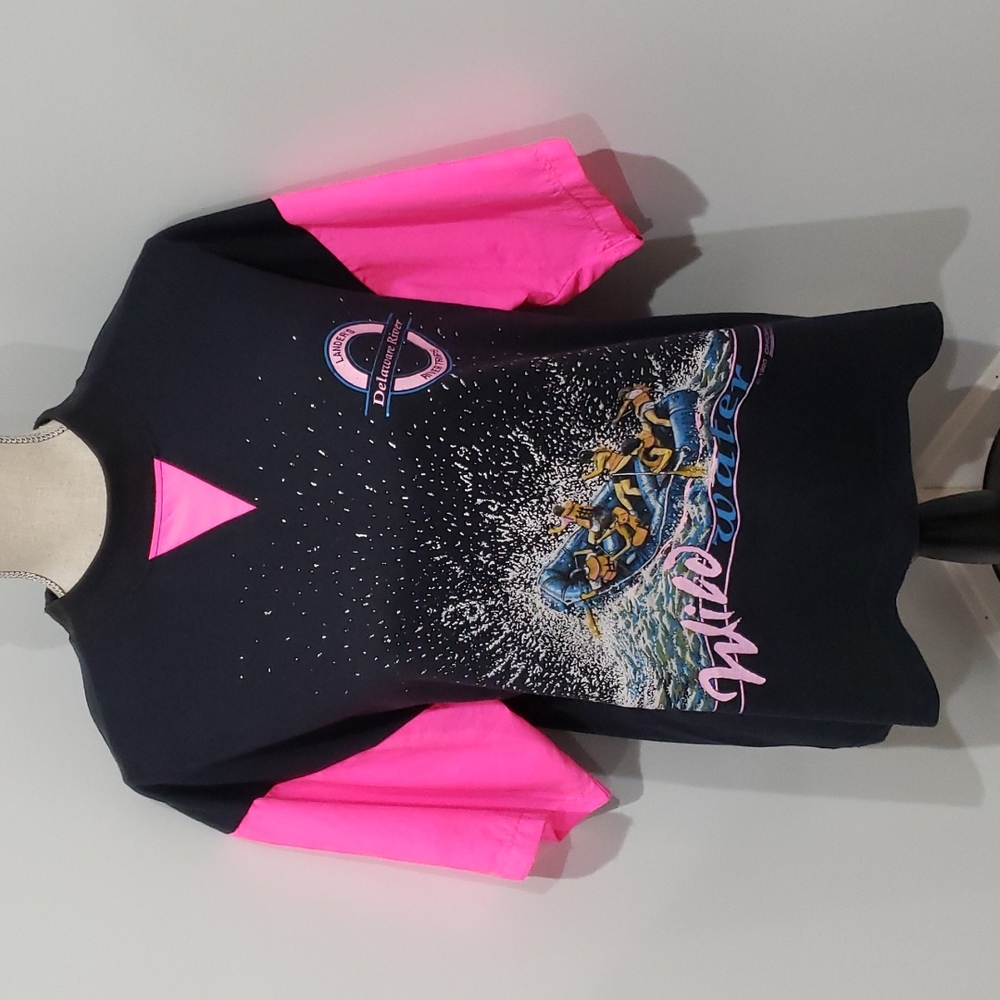 1990 Diport Delaware River Wild Water River Trips Neon OHIOPYLE Graphic T Shirt